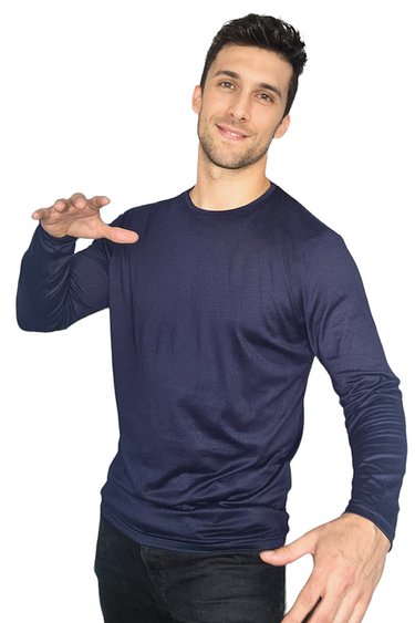 Playera Ultra Soft Manga Larga Azul Marino
